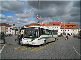 Autobus SOR BN 10,5 jako linka 2 na klatovsk� n�m�st� M�ru